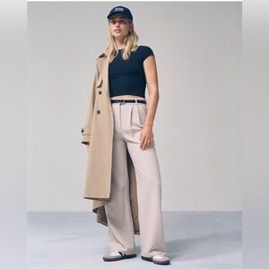 Abercrombie & Fitch Sloane Cream High-Rise Trousers